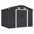 Casetta da giardino in acciaio zincato 210 cm 190 cm 215 cm deposito esterno con porta singola ventilazione colore grigio scuro