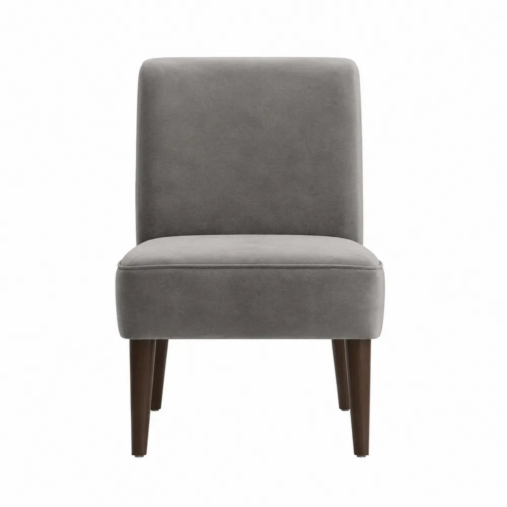 Sedia imbottita con schienale in tessuto e gambe in legno massello struttura in legno seduta grigia dimensioni 45 cm 55 cm 85 cm