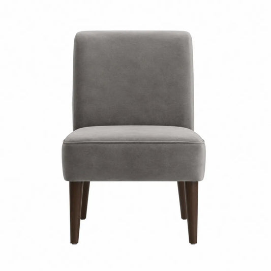 Sedia imbottita con schienale in tessuto e gambe in legno massello struttura in legno seduta grigia dimensioni 45 cm 55 cm 85 cm