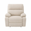 Poltrona reclinabile imbottita in tessuto poliestere beige con poggiapiedi integrato struttura in legno e acciaio dimensioni 90 cm 95 cm 100 cm