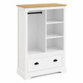 Armadio portatile con appendiabiti e cassetto in MDF bianco con piano effetto rovere dimensioni circa 80 x 40 x 120 cm